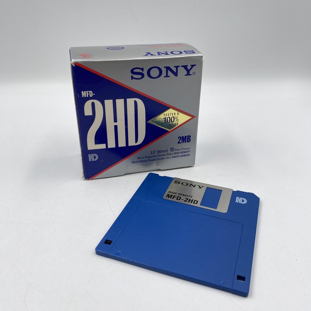 Sony 10MFD-2HD‎ 3.5in 2HD 2MB High Density Double Sided Floppy Disks 10pk